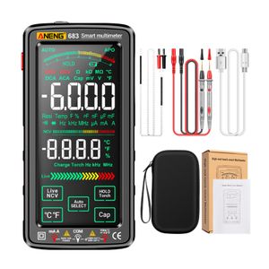 ANENG 683 6000 Counts Grosser Touchscreen-Digitalmultimeter Smart Anti-Burn Wiederaufladbares Universalmessgeraet VA Reverse Display NCV-Tester mit Taschenlampe fuer Spannung, Strom, Widerstand, Kapazitaet, Temperatur, Frequenz, Dioden-Tastverhaeltnismessung