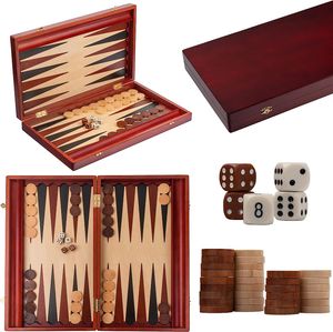 TRYKTRAK Backgammon Classic 57 x 48 cm velká dřevěná sada v elegantní mahagonové deskové hře pro dospělé a KDS