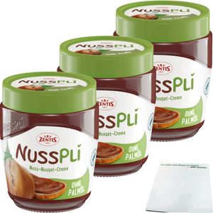 Nusspli Nuss-Nougat-Creme ohne Palmöl 3er Pack (3x300g Glas) + usy Block