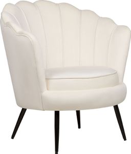 BELIANI Sessel Cremeweiß Samtstoff mit Schwarzen Metallfüßen Hoher Rückenlehne Muschel Design Retro-Stil Wohnzimmer Ausstattung Sitzmöbel