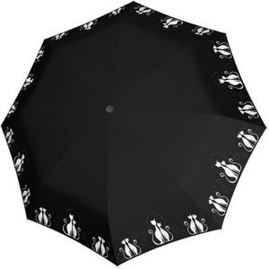 doppler Stockregenschirm Regenschirm Fiber Flex Long AC Cat`s Family Black schwarz