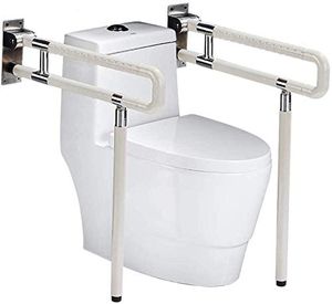 Stützklappgriff klappbare WC Aufstehhilfe Toilettenhalter Stützgriff Haltegriff Wandstützgriff Sicherheitsgriff (60CM, Weiß)