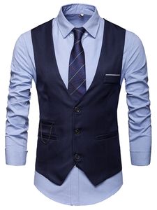 Herren Anzugwesten Hochzeit Outwear Business Formelle Kleid Retro Ärmellose Weste Navy blau,Größe XS