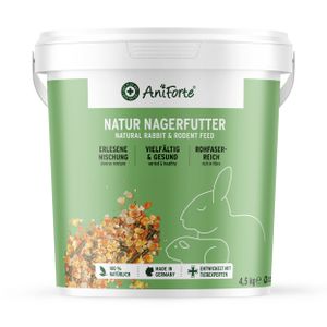 AniForte Natur Nagerfutter 4,5 kg - 100 % natürliches & nährstoffreiches Futter für Kaninchen, Meerschweinchen, Chinchilla, Hamster, & Co.