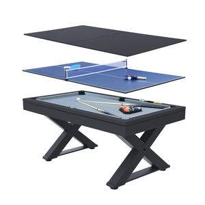 Spieltisch, Tischtennisplatte und Billardtisch aus Holz, schwarz  TEXAS