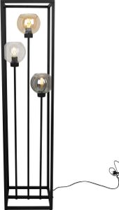 Lampenschirm Stehlampe Modern HAGA CAGE Light-Home - Standleuchte für Wohnzimmer - Elegante Industrial Lampe -Schwarz - Mix - 130x30x25 cm