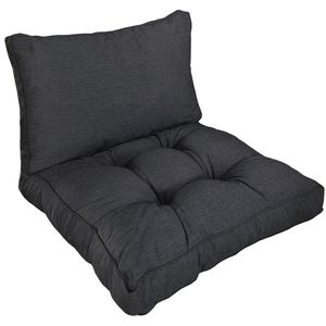 Loungekissen Comfort - Sitzkissen 60x60 cm und Rückenkissen 60x40 cm Anthrazit - vielseitig einsetzbare Sitzauflage für Rattanmöbel, Gartenbänke, Stühle