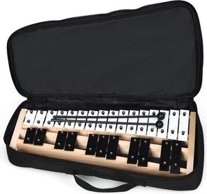 KOMFOTTEU 27 Noten Xylophon, Glockenspiel mit Metalltasten & Holzsockel, Handpercussion mit 2 Schlägeln tragbar mit Tragetasche, Schlaginstrument für Performance, Musikkonzert