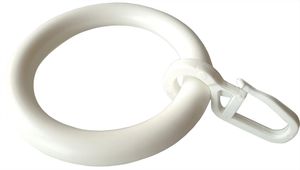 Plastový kroužek s háčkem, barva bílá (10ks)