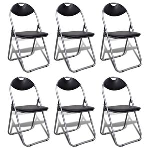 vidaXL Skladacie jedálenské stoličky 6 ks čierna umelá koža a oceľ