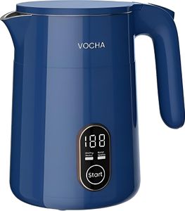 Diyarts Wasserkocher, 0.4 l, 450,00 W, LED-Touchscreen, Schnellkoch- & Warmhaltefunktion, Edelstahl innen - Blau