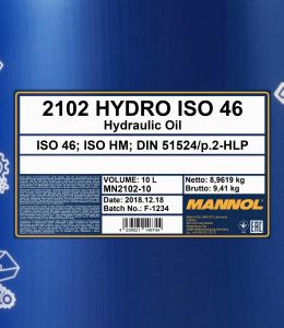 Mannol Mannol Hydro ISO 46 10 Liter Kanister Reifen