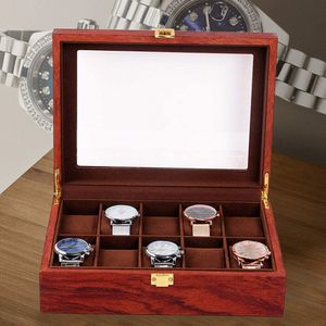10 Zellen Uhrenbox Uhrenschachtel Dichtebrettuhrenvitrine Uhrenkasten mit Transparenten Glasdeckel, Uhr Display Organizer