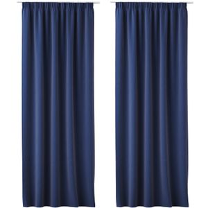 JEMIDI 2x Vorhang blickdicht 140x250cm - 2er Set Gardine mit Kräuselband Universalband - 100% Polyester Schal lang für Wohnzimmer Schlafzimmer - dunkelblau