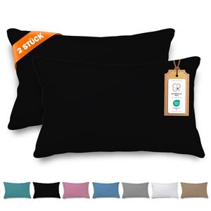 Veluna Home Kissenbezug 40x60cm - 100% Baumwolle(2er-Set) - Schwarz - Dicht gewebt mit 57 Fäden/cm² - Kopfkissenbezug -   - Renfor