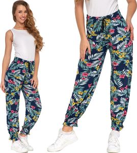 Moraj damskie spodnie letnie lekkie spodnie materiałowe spodnie aladdin spodnie harem spodnie baggy 1300-017 PATT 1, 2XL