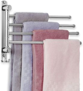 Edelstahl Handtuchhalter Bad Schwenkbar 4 armig Handtuchstange Wandmontage 35CM Handtuchhaltern Gebürstet für Küche, WC, Garderobe und Bad