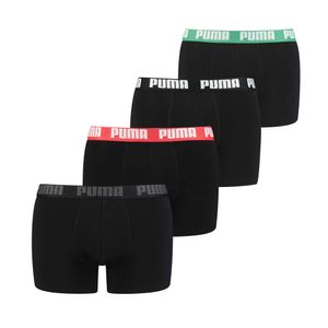 PUMA Herren Boxer Shorts, 4er Pack - Basic Boxer ECOM, Cotton Stretch, Everyday Schwarz/Grün/Rot XL