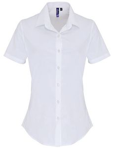 Premier Workwear Damen Popeline Stretch Bluse kurzarm PR346 white XS