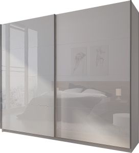 Domando Kleiderschrank Sila Modern für Schlafzimmer Breite 244cm, Schwebetüren, Hochglanz in Weiß Matt und Weiß Hochglanz