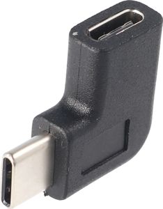 Adaptér USB-C na USB-C s úhlem 90 stupňů černý, úhlový adaptér rozšiřuje USB-C, vhodný pro MacBook s portem USB-C