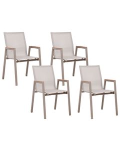 BELIANI Gartenstühle 4er Set Taupe aus Aluminium Textilfasern Modern für Garten Terrasse Außenbereich Outdoor