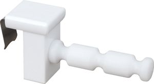 4x Fensterhaken klemmbar mit Distanzhalter, weiß, Dekohaken, Abstandshalter, Aufhänger für Fensterdekoration, Klemmbereich 10-27 mm