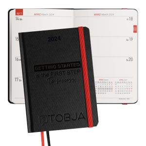 Taschenkalender 2024 A6 1 Woche 2 Seiten - Buchkalender als Planer und Terminkalender | Edles Hardcover Kalender Buch für 2024