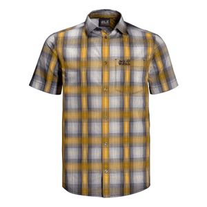 Jack Wolfskin Herren Hemd Reisehemd Freizeithemd Wanderhemd Hot Chili, Farbe:Gelb, Größe:M, Artikel:-7344 burly yellow checks