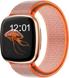 Strap-it Fitbit Versa 3 Armband Nylon (Orange)