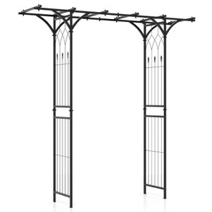 COSTWAY Rosenbogen Metall, Gartenbogen für Kletterpflanzen, Torbogen Garten, Rosengitter Rankhilfe, Rankgitter 200x52x206cm, Schwarz