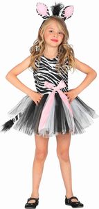 Zebra-Kostüm für Mädchen 2-teilig schwarz-weiß