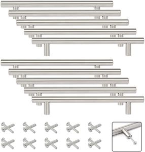 10 X Möbelgriff Edelstahl T Schrankgriff Stangengriff für Tür Küchenschrank Kleiderschrank Griff Rostfrei (Bohrlochabstand: 160 mm)