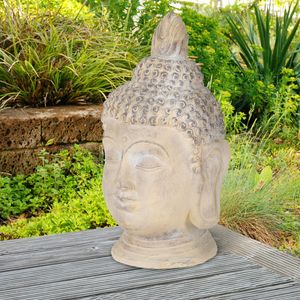 ECD Germany Buddha Kopf Statue - 78 cm - aus Polyresin - für Yoga, Feng Shui oder Meditationsraum - Haus, Wohnung & Garten - Innen / Außen - Dekoration Deko Skulptur Figur Gartenfigur