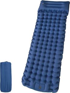Isomatte Camping Selbstaufblasend Verdicktes Aufblasbare Matratze mit Fußpresse Pumpe und Kissen, Wasserdicht Luftmatratze Outdoor, 200 x 69 x 10 cm,Blau