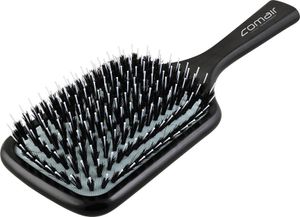 Comair Paddle Brush Azzuro sz/türkis, 13reihig, Nylonstifte & Wildschweinborste Holzbürste