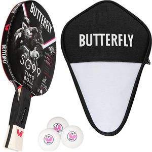 Butterfly 1x Timo Boll SG99 Tischtennisschläger + Tischtennishülle + 3x 40+ 3*** Tischtennisbälle | Tischtennis TT Tabletennis