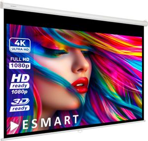 ESMART Economy EXR Rollo-Leinwand 200 x 113 cm (90") | Format 16:9 | Vollmaskierung | Heimkino Beamer Projektionsleinwand Rollo Leinwand LCD LED
