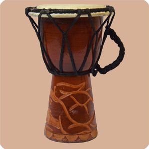 Djembe | geschnitzt 15 cm | Bongo Afrikanische Trommel aufwendige Schnitzerei