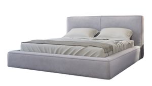 FURMEB24 - KALI 120 x 200 cm Postel Boxspring se dvěma zásuvkami - Čalouněná postel s dřevěným rámem - Manželská postel s vysokým čelem - Látka Jasmín - Světle šedá