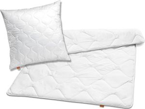 sleepling - Kopfkissen & Bettdecke, Kopfkissen 80 x 80 cm + 4-Jahreszeitenbettdecke 135 x 200 cm, allergikergeeignet, weiß