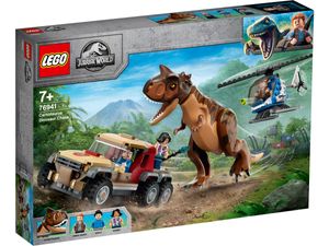 LEGO 76941 Jurassic World Verfolgung des Carnotaurus, Dino Spielzeug mit Helikopter und Pickup für Jungen und Mädchen ab 7 Jahren, Dinosaurier Geschenkidee