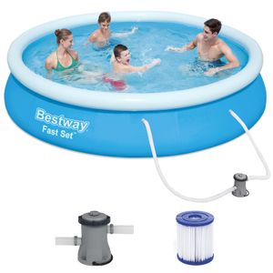 BESTWAY Fast Set Pool Swimmingpool Rund mit Filterpumpe komplett 366x76cm BESTWAY Fast Set Pool Swimmingpool Rund mit Filterpumpe komplett 366x76cm