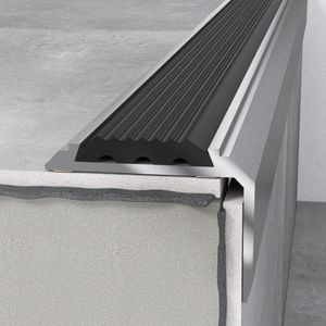 Treppenprofil 46x30x1200 mm Silber mit Einlage Treppenkante Aluminium Aluminiumprofil Winkel