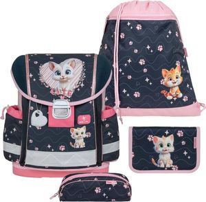 Belmil Classy ergonomisches Schulranzen-Set 4-teilig "Cute Kitten" mit Brustgurt