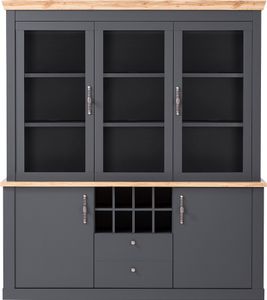 Landhaus Buffetschrank in anthrazit mit Wotan Eiche Nb. CESENA-61, B/H/T ca. 184/205/44 cm