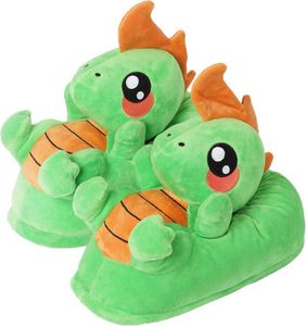 Corimori Süße Plüsch Hausschuhe (10+ Designs) Dinosaurier Byte Slipper Einheitsgr. 34-44 Uni Pantoffeln Grün Orange