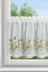 Zazdrostka na taśmie w kwiaty z koronką FLORA 60X150 biała