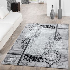 Teppich Modern Preiswert Ornamente Kreis Muster Meliert Wohnzimmerteppich Grau Größe 240x340 cm