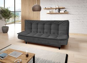 GRAINGOLD Schlafsofa Grace - Ausklappbares Sofa - Couch mit Bettkasten, Samtstoff - Schwarz (Monolith 95)